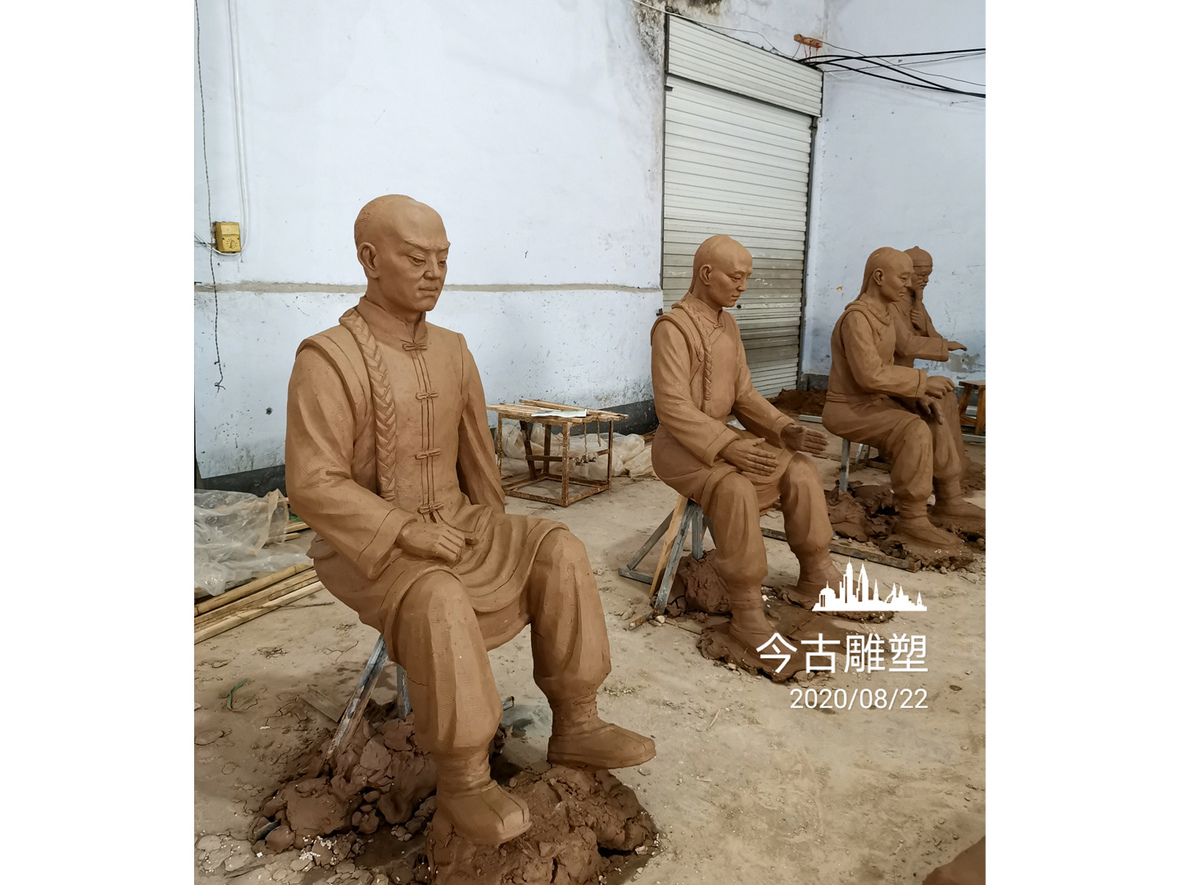 中醫(yī)制造流程場景人物雕塑